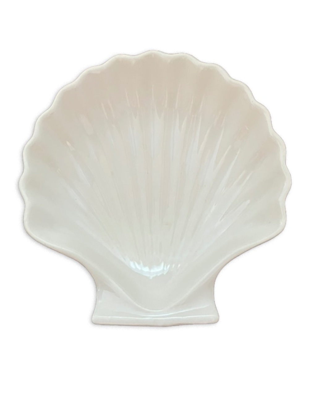 Creamy Large Sea Shell Shaped Trinket Candy Nut Dish Scallop Shape Japan